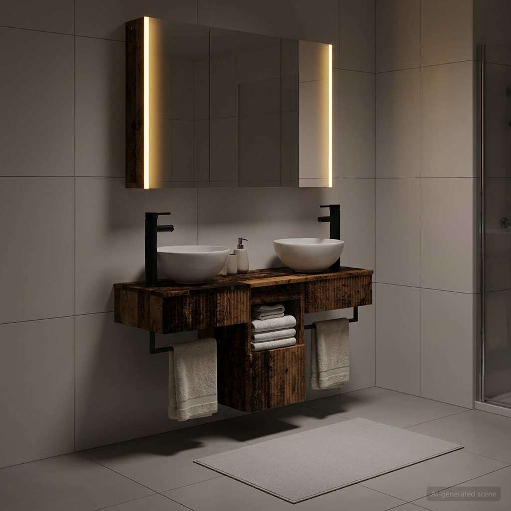 vidaXL Bathroom Cabinet Set 4 pcs Old Wood Engineered Wood