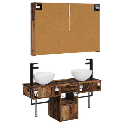 vidaXL Bathroom Cabinet Set 4 pcs Old Wood 103.5 x 15.5 x 70 cm