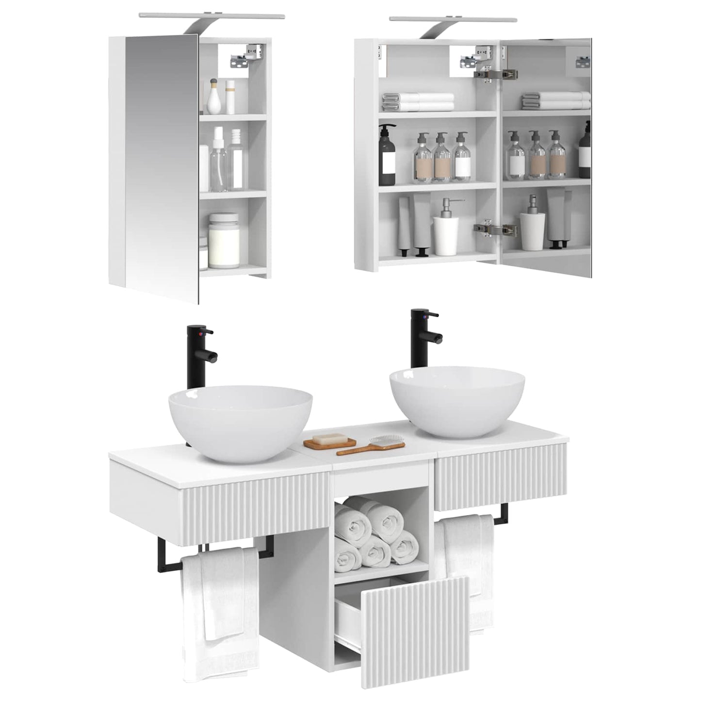 vidaXL Bathroom Cabinet Set 5 pcs White 40 x 10.5 x 60.5 cm