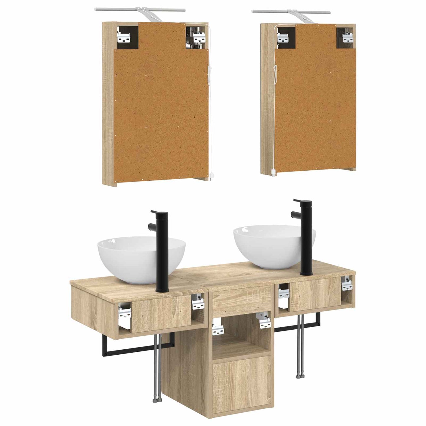 vidaXL Bathroom Cabinet Set 5 pcs Sonoma Oak 40 x 10.5 x 60.5 cm