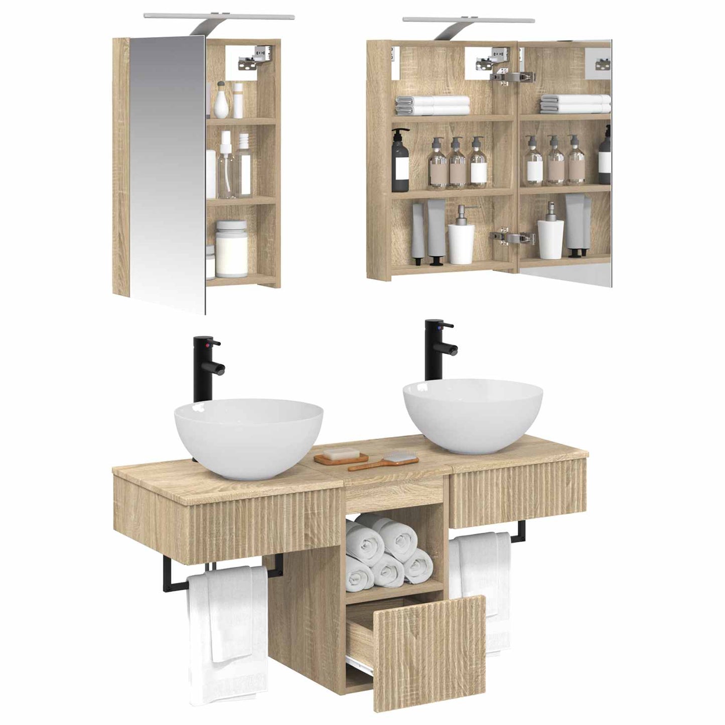 vidaXL Bathroom Cabinet Set 5 pcs Sonoma Oak 40 x 10.5 x 60.5 cm