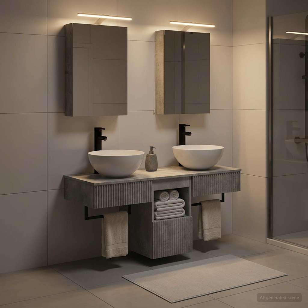 vidaXL Bathroom Cabinet Set 5 pcs Concrete Grey Engineered Wood