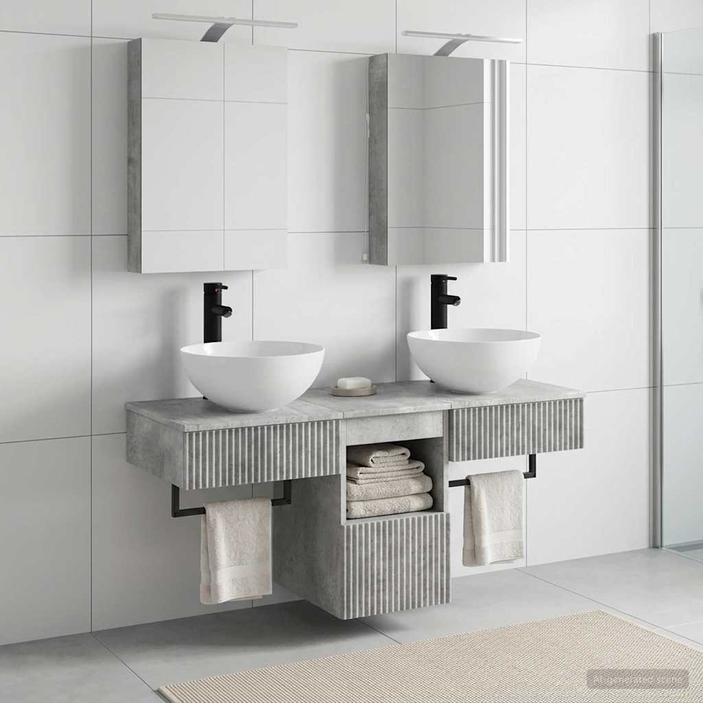 vidaXL Bathroom Cabinet Set 5 pcs Concrete Grey Engineered Wood