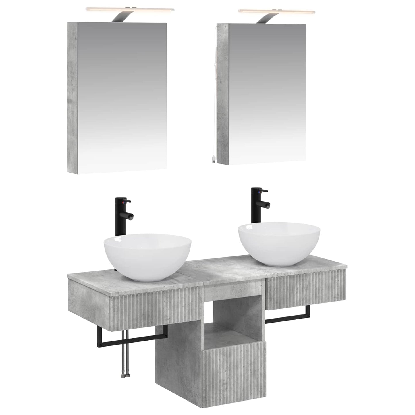 vidaXL Bathroom Cabinet Set 5 pcs Concrete Grey 40 x 10.5 x 60.5 cm