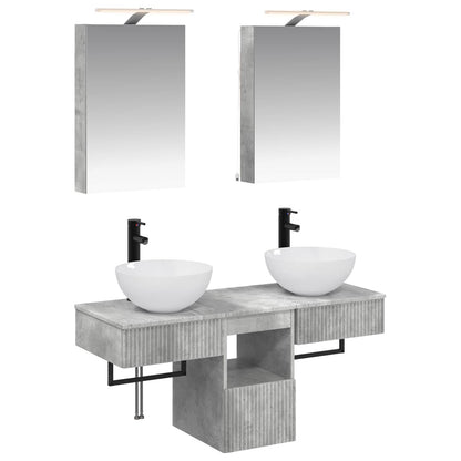 vidaXL Bathroom Cabinet Set 5 pcs Concrete Grey 40 x 10.5 x 60.5 cm