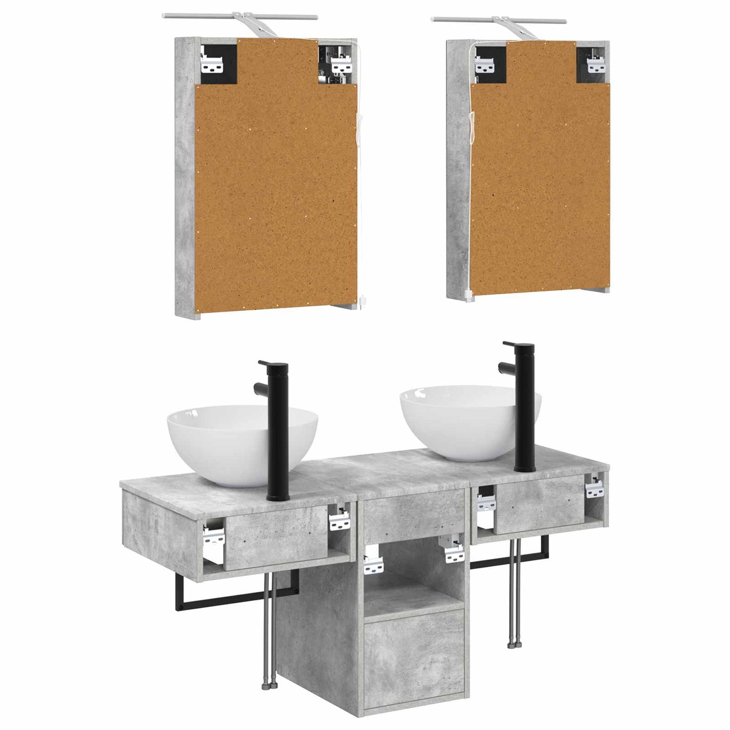 vidaXL Bathroom Cabinet Set 5 pcs Concrete Grey 40 x 10.5 x 60.5 cm