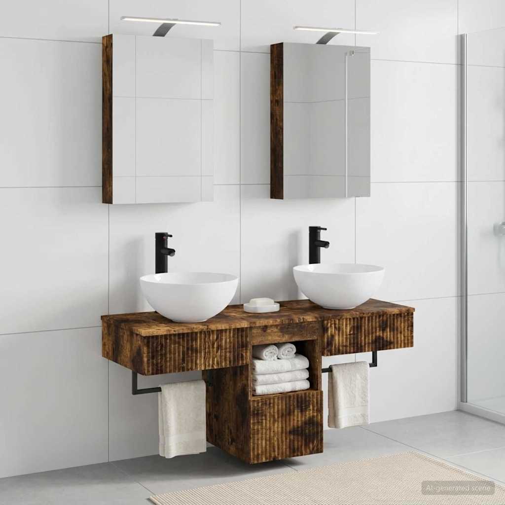 vidaXL Bathroom Cabinet Set 5 pcs Smoked Oak Engineered Wood