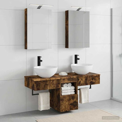 vidaXL Bathroom Cabinet Set 5 pcs Smoked Oak Engineered Wood