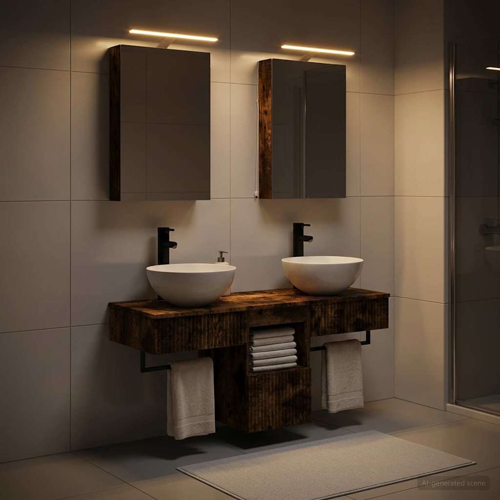 vidaXL Bathroom Cabinet Set 5 pcs Smoked Oak Engineered Wood