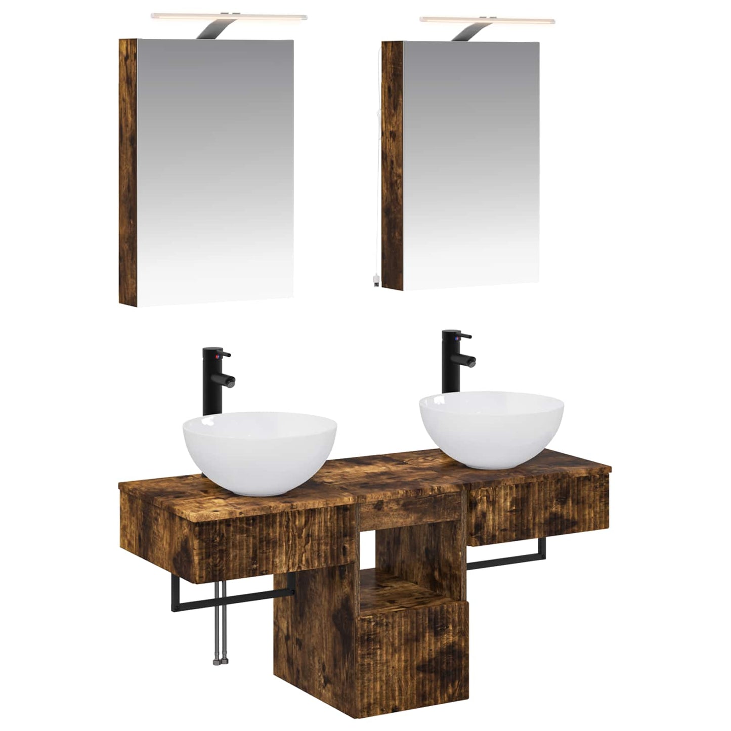 vidaXL Bathroom Cabinet Set 5 pcs Smoked Oak 40 x 10.5 x 60.5 cm