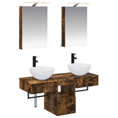 vidaXL Bathroom Cabinet Set 5 pcs Smoked Oak 40 x 10.5 x 60.5 cm