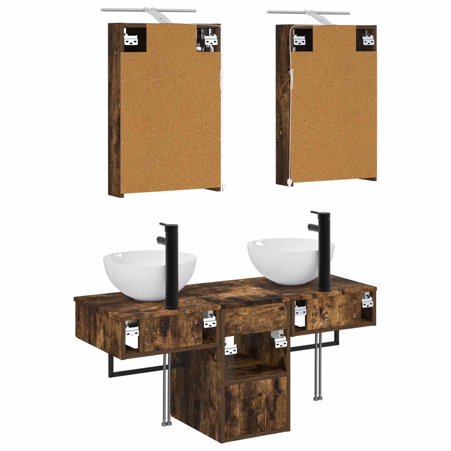 vidaXL Bathroom Cabinet Set 5 pcs Smoked Oak 40 x 10.5 x 60.5 cm