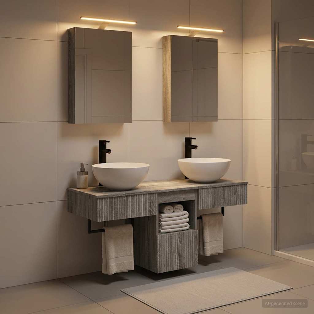 vidaXL Bathroom Cabinet Set 5 pcs Grey Sonoma Engineered Wood
