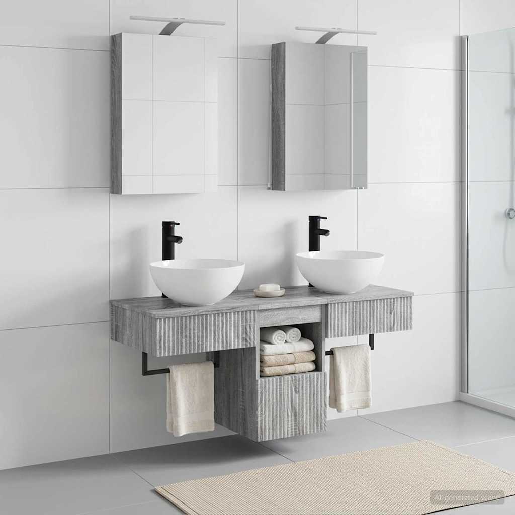 vidaXL Bathroom Cabinet Set 5 pcs Grey Sonoma Engineered Wood