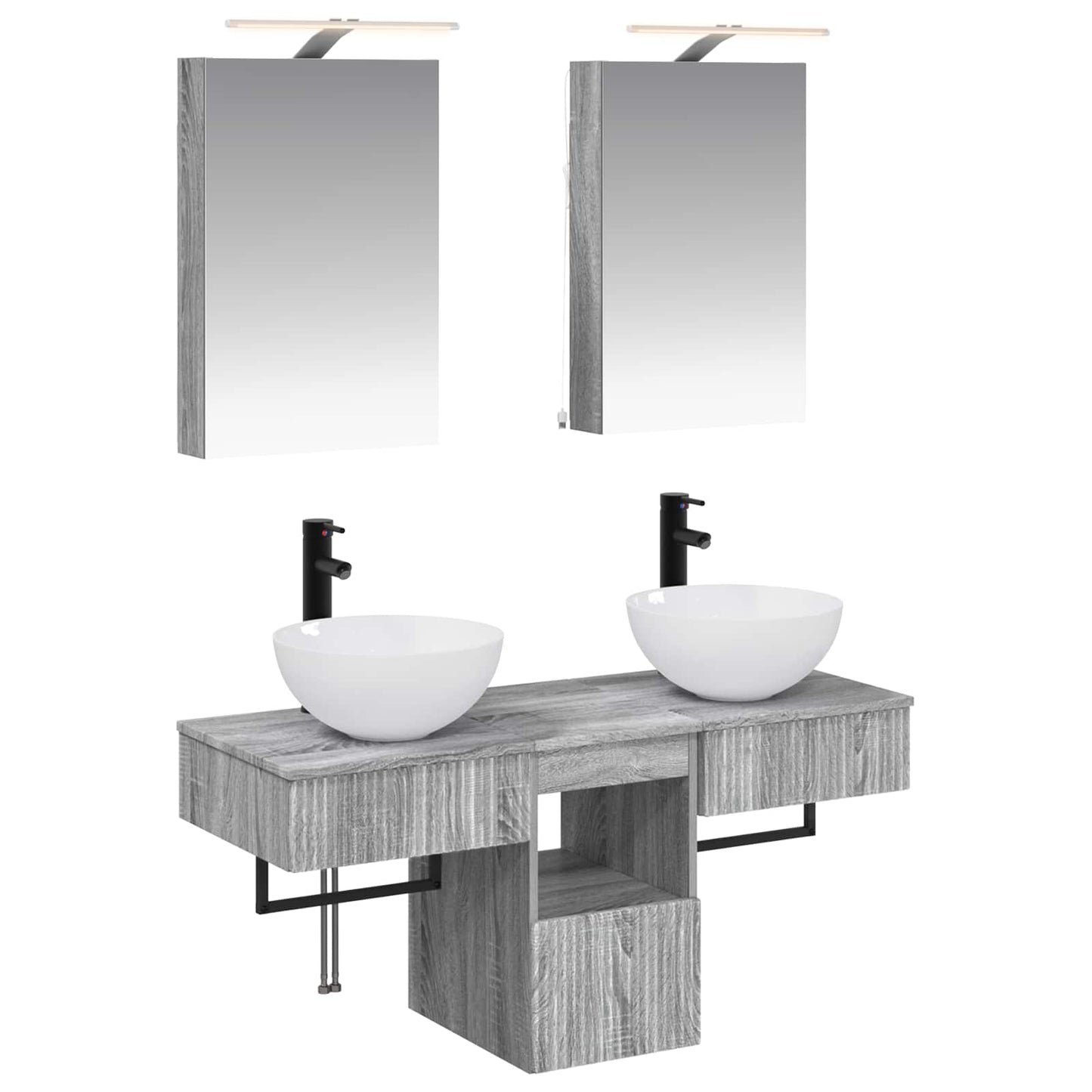 vidaXL Bathroom Cabinet Set 5 pcs Grey Sonoma 40 x 10.5 x 60.5 cm
