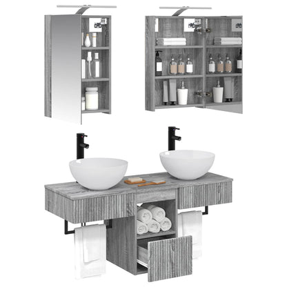 vidaXL Bathroom Cabinet Set 5 pcs Grey Sonoma 40 x 10.5 x 60.5 cm