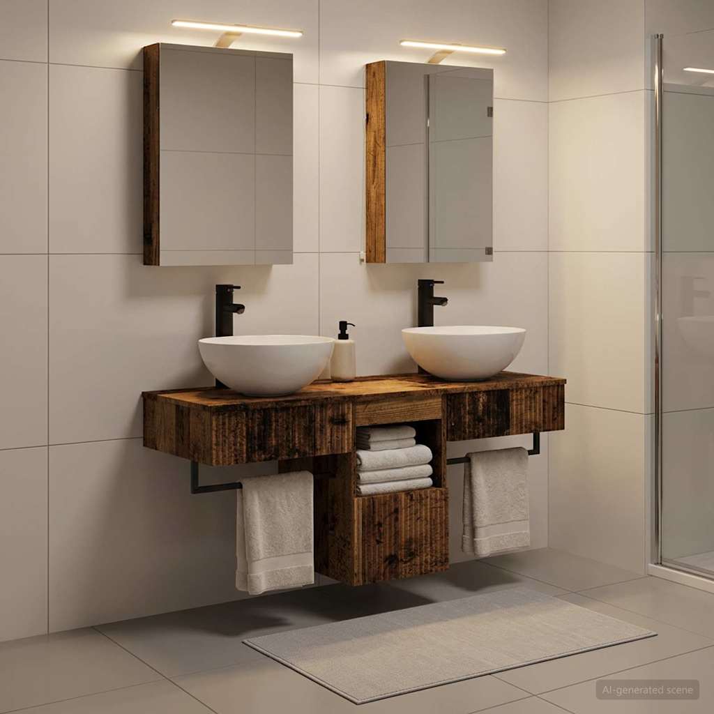vidaXL Bathroom Cabinet Set 5 pcs Old Wood Engineered Wood