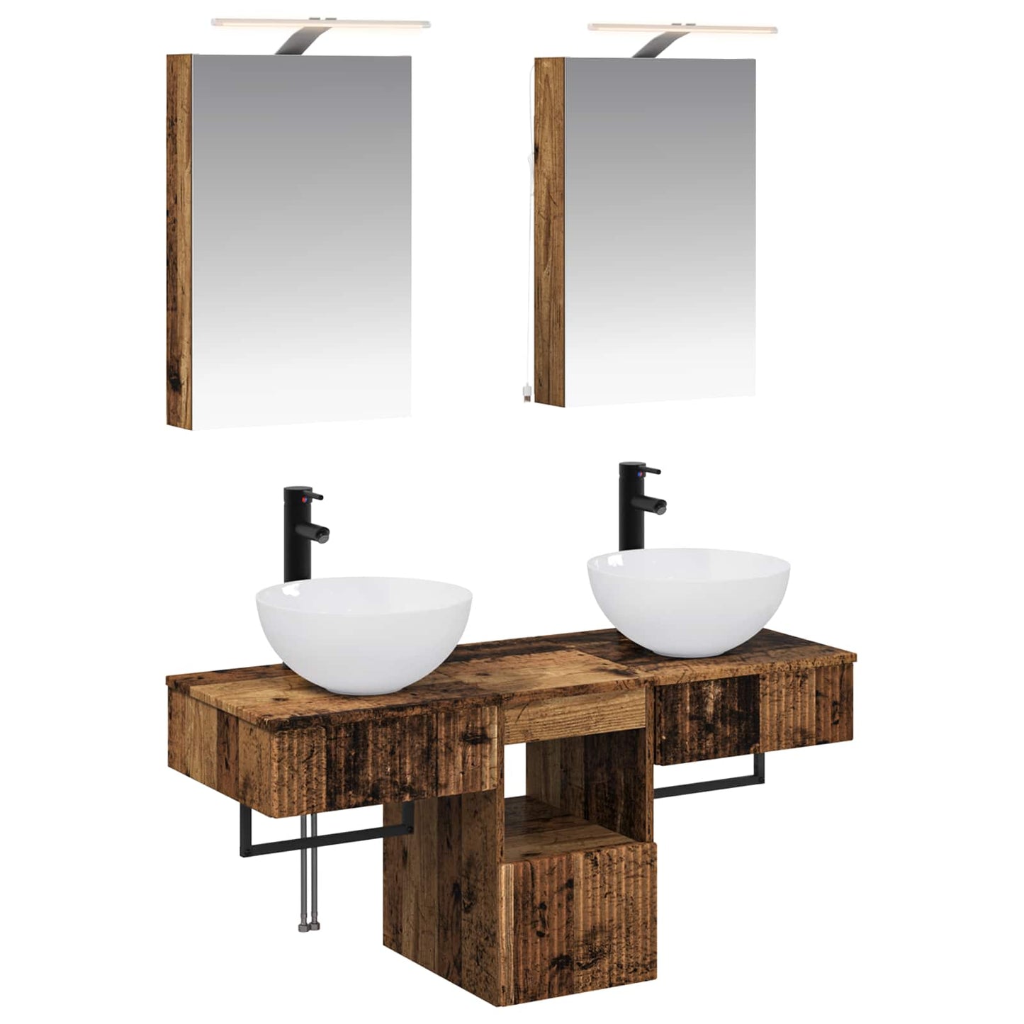 vidaXL Bathroom Cabinet Set 5 pcs Old Wood 40 x 10.5 x 60.5 cm