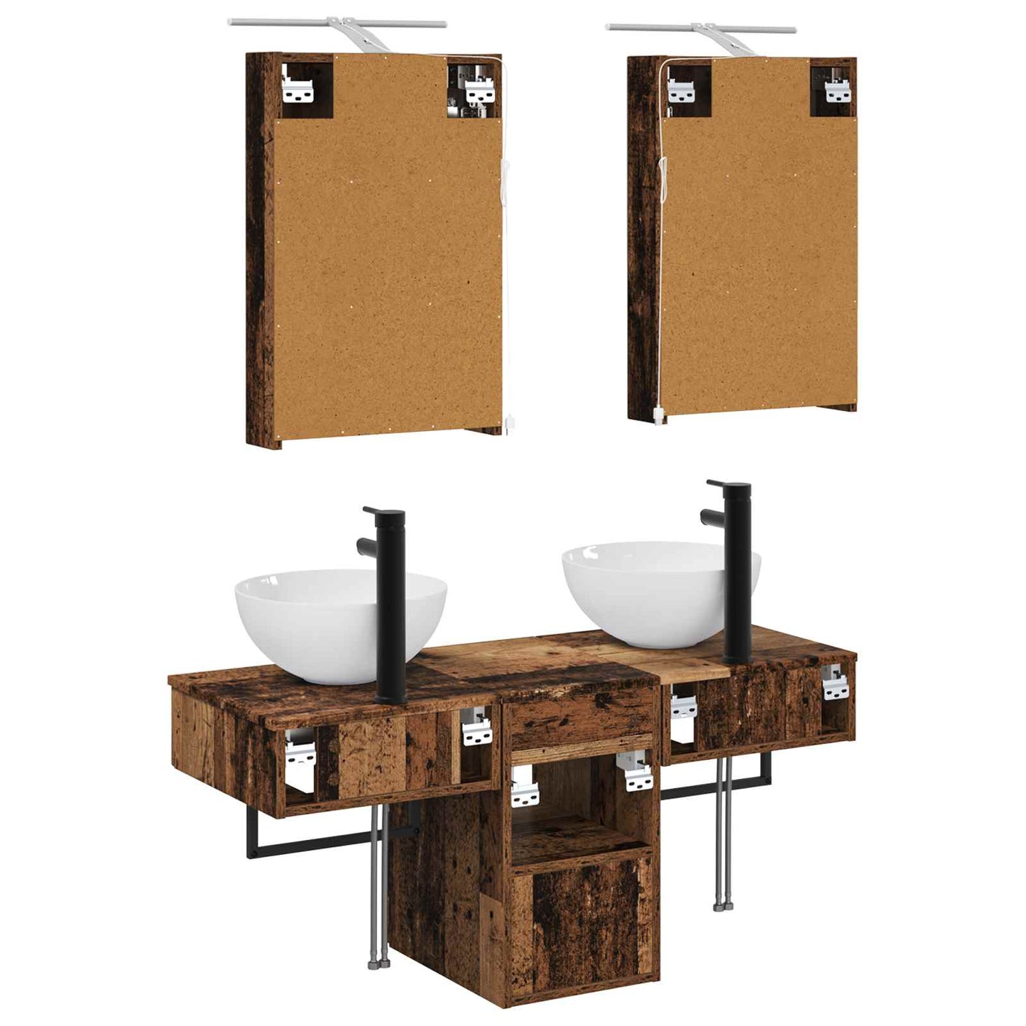 vidaXL Bathroom Cabinet Set 5 pcs Old Wood 40 x 10.5 x 60.5 cm