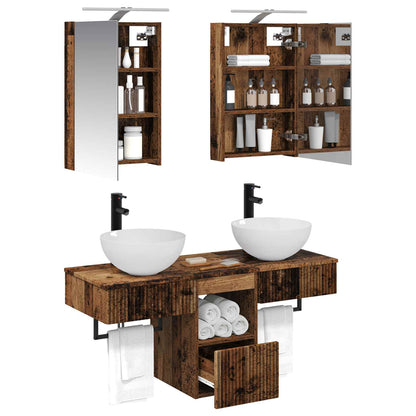 vidaXL Bathroom Cabinet Set 5 pcs Old Wood 40 x 10.5 x 60.5 cm