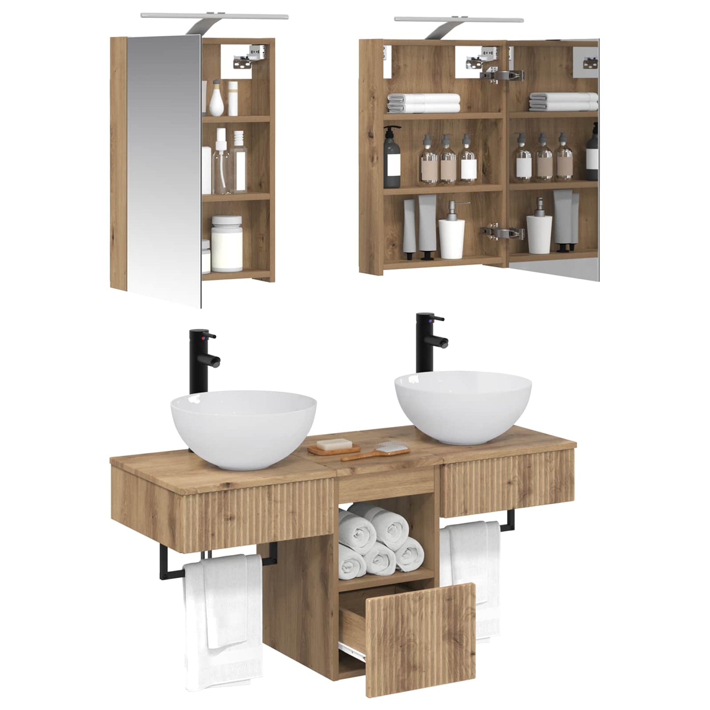 vidaXL Bathroom Cabinet Set 5 pcs Artisan Oak 40 x 10.5 x 60.5 cm