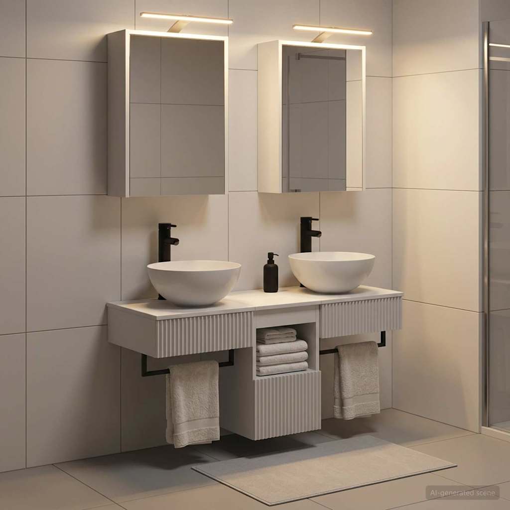 vidaXL Bathroom Cabinet Set 5 pcs White Engineered Wood