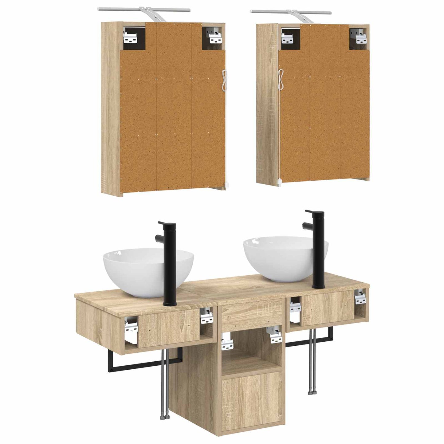 vidaXL Bathroom Cabinet Set 5 pcs Sonoma Oak 43 x 16 x 62.5 cm