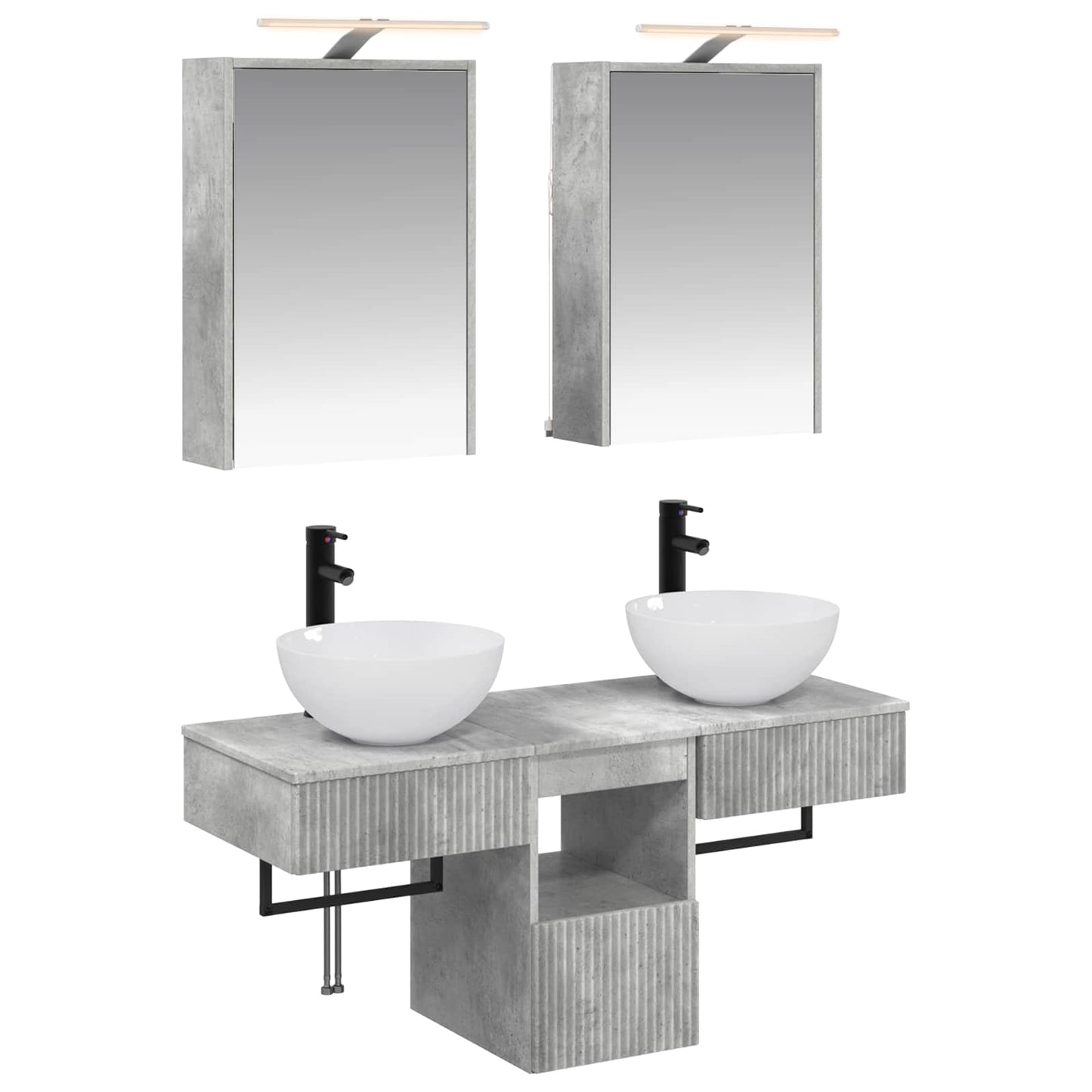 vidaXL Bathroom Cabinet Set 5 pcs Concrete Grey 43 x 16 x 62.5 cm