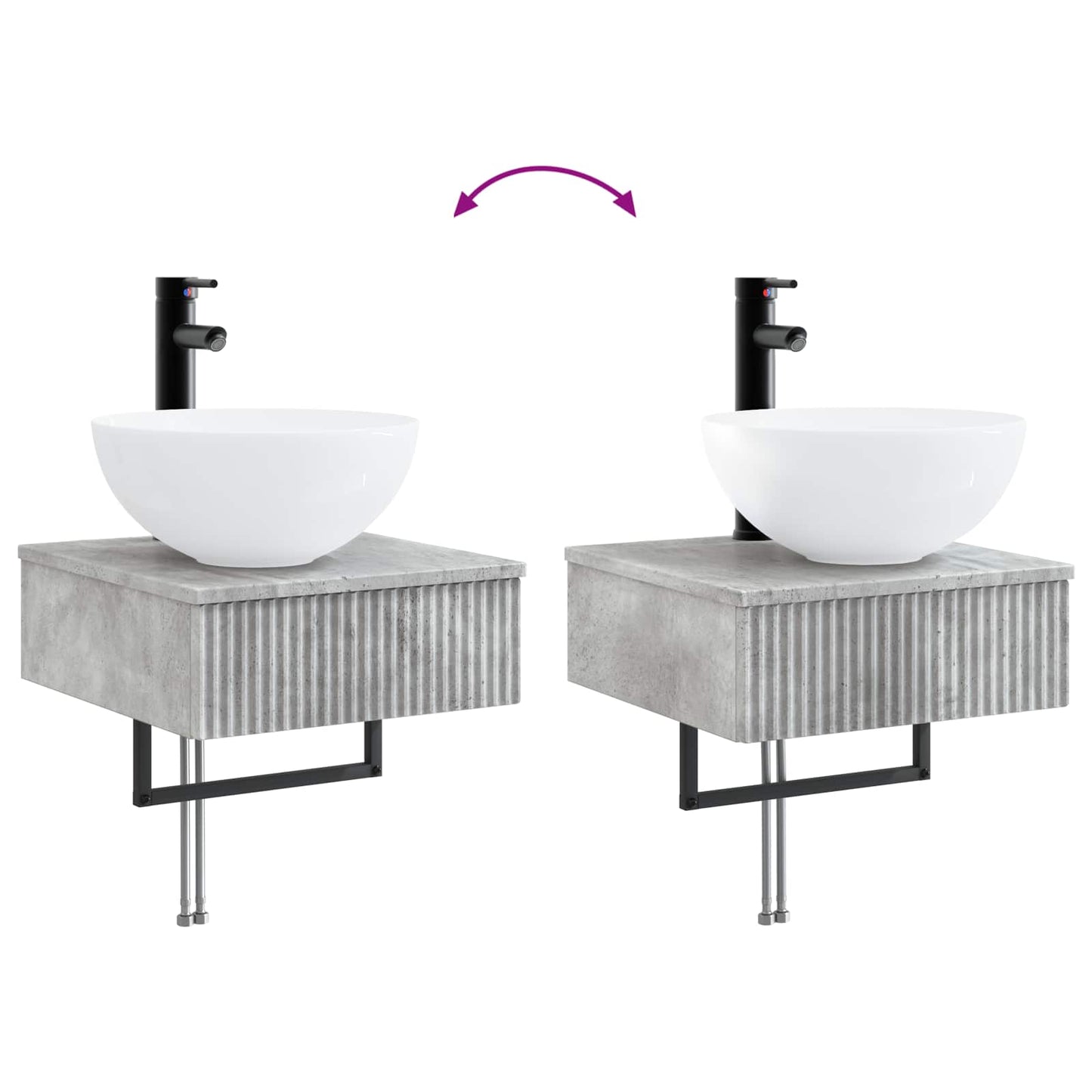 vidaXL Bathroom Cabinet Set 5 pcs Concrete Grey 43 x 16 x 62.5 cm