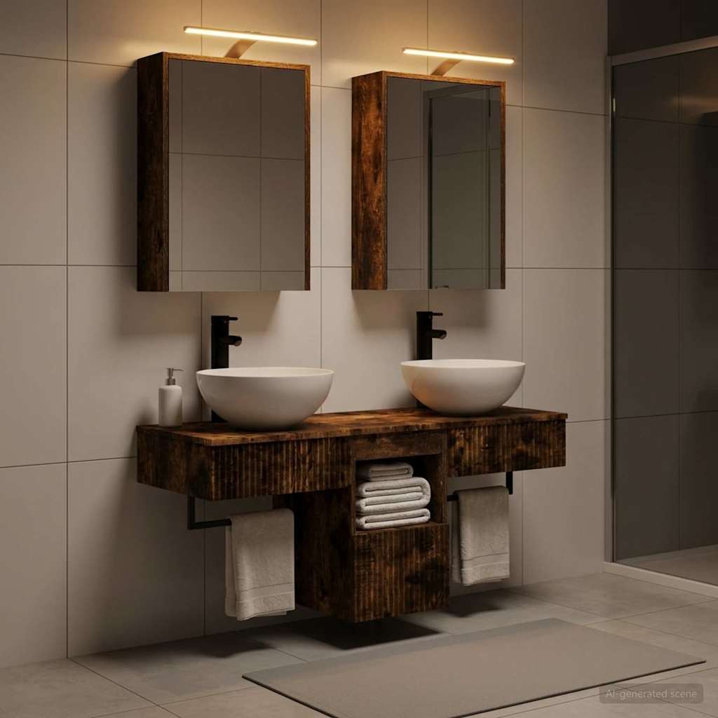 vidaXL Bathroom Cabinet Set 5 pcs Smoked Oak Engineered Wood
