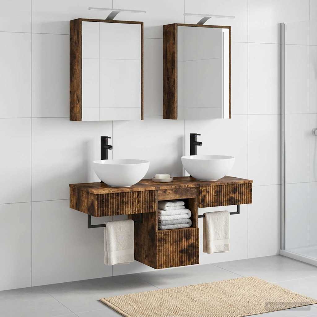 vidaXL Bathroom Cabinet Set 5 pcs Smoked Oak Engineered Wood