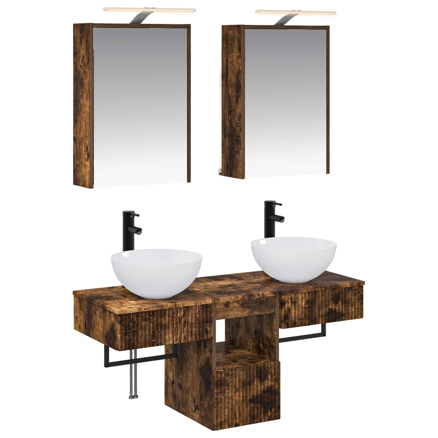 vidaXL Bathroom Cabinet Set 5 pcs Smoked Oak 43 x 16 x 62.5 cm