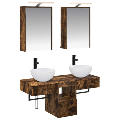 vidaXL Bathroom Cabinet Set 5 pcs Smoked Oak 43 x 16 x 62.5 cm