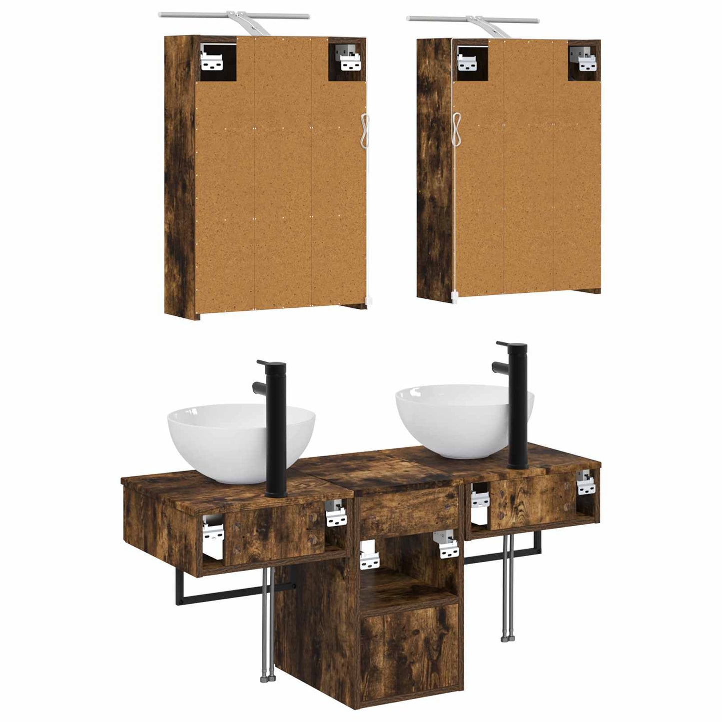 vidaXL Bathroom Cabinet Set 5 pcs Smoked Oak 43 x 16 x 62.5 cm
