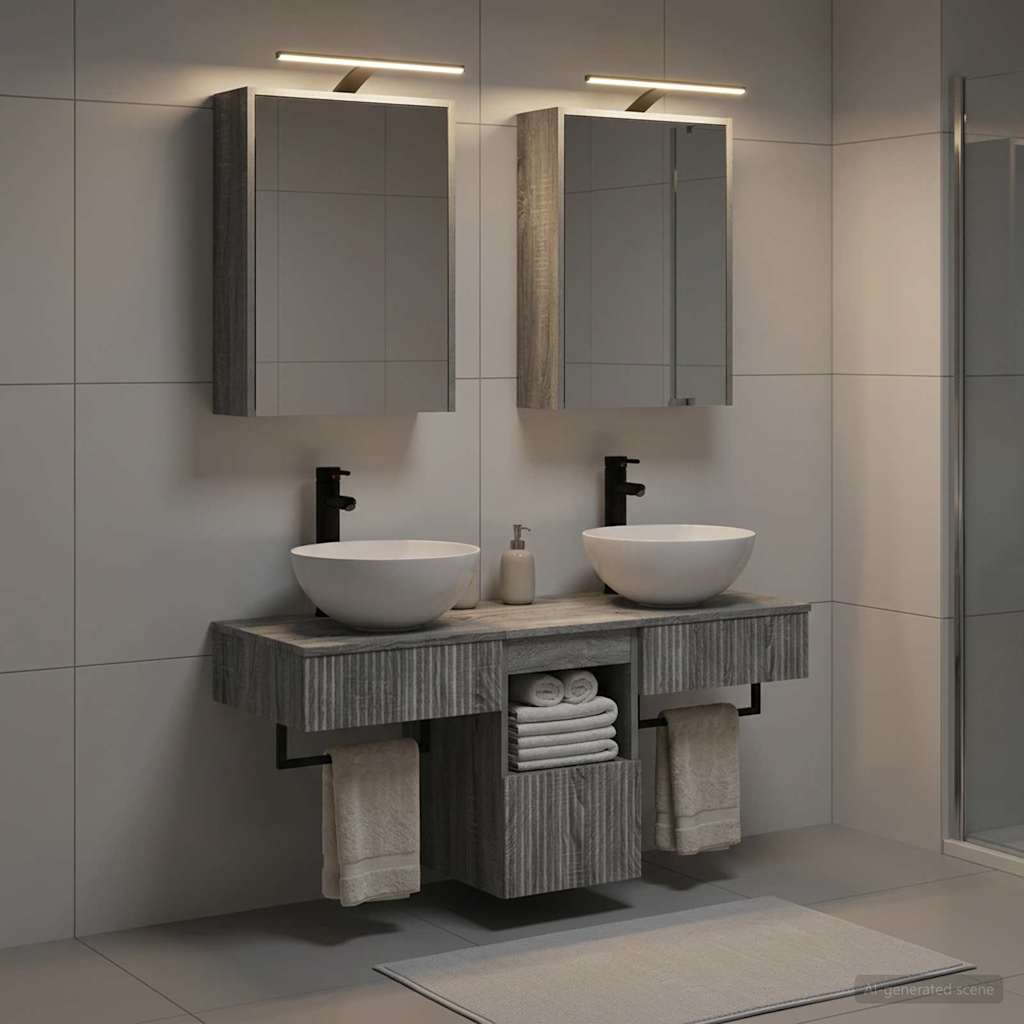 vidaXL Bathroom Cabinet Set 5 pcs Grey Sonoma Engineered Wood