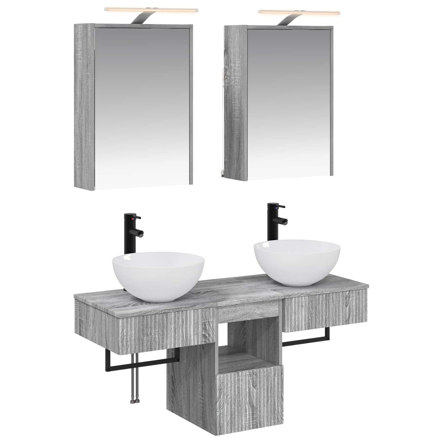vidaXL Bathroom Cabinet Set 5 pcs Grey Sonoma 43 x 16 x 62.5 cm
