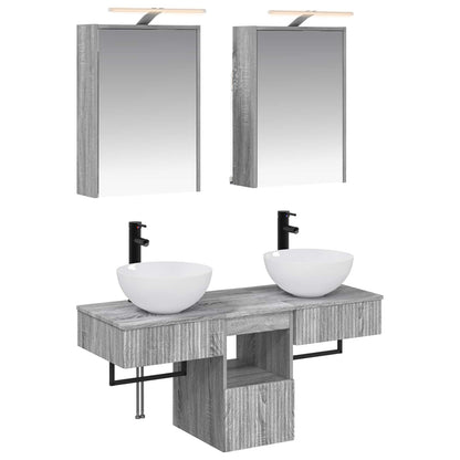 vidaXL Bathroom Cabinet Set 5 pcs Grey Sonoma 43 x 16 x 62.5 cm