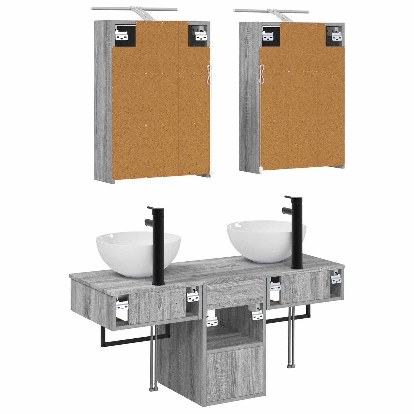 vidaXL Bathroom Cabinet Set 5 pcs Grey Sonoma 43 x 16 x 62.5 cm