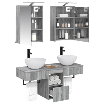 vidaXL Bathroom Cabinet Set 5 pcs Grey Sonoma 43 x 16 x 62.5 cm