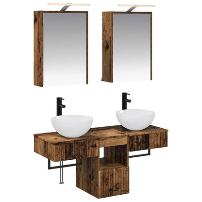 vidaXL Bathroom Cabinet Set 5 pcs Old Wood 43 x 16 x 62.5 cm