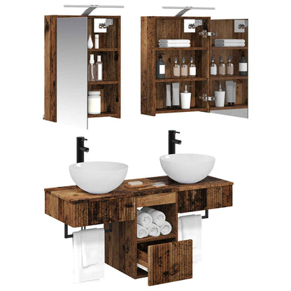 vidaXL Bathroom Cabinet Set 5 pcs Old Wood 43 x 16 x 62.5 cm