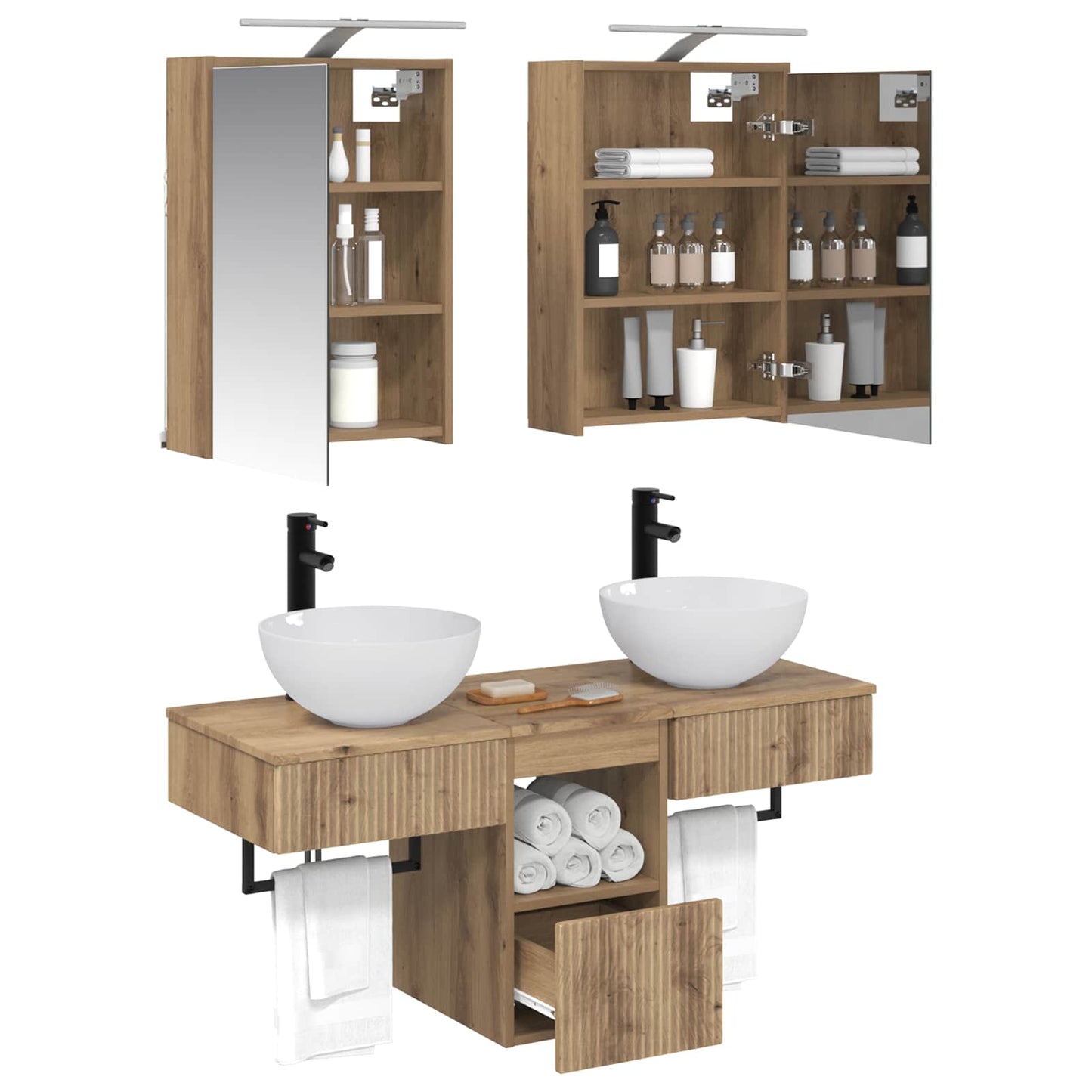 vidaXL Bathroom Cabinet Set 5 pcs Artisan Oak 43 x 16 x 62.5 cm