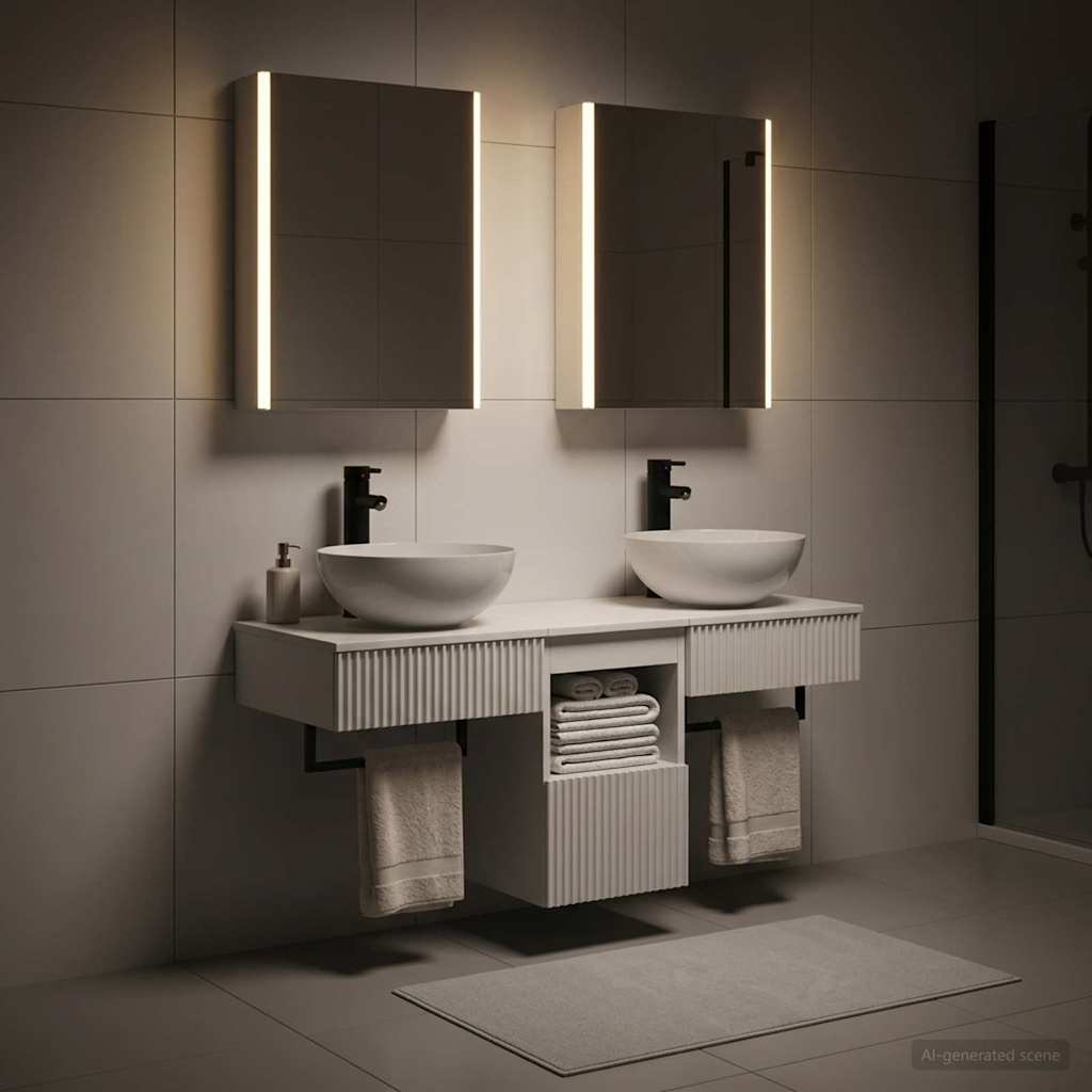 vidaXL Bathroom Cabinet Set 5 pcs White Engineered Wood