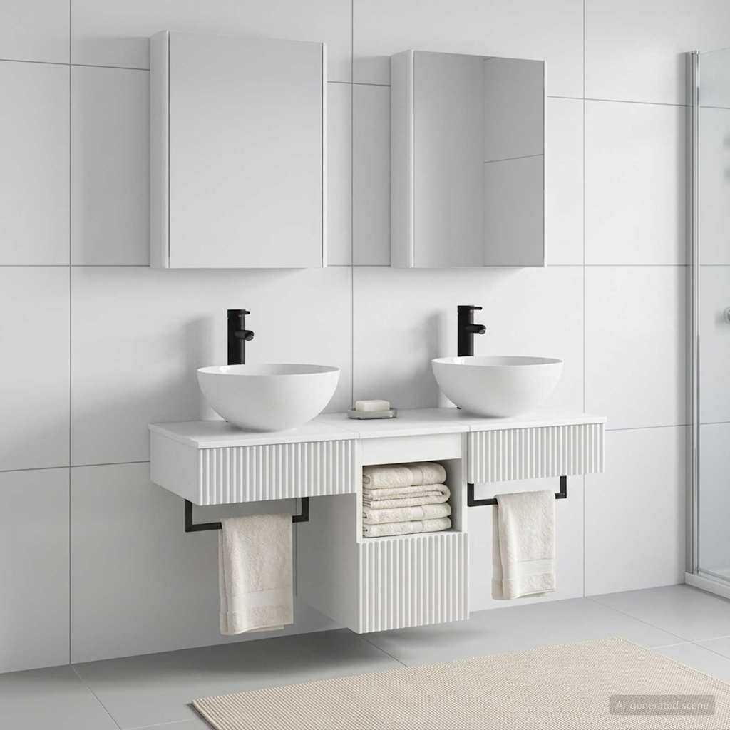 vidaXL Bathroom Cabinet Set 5 pcs White Engineered Wood