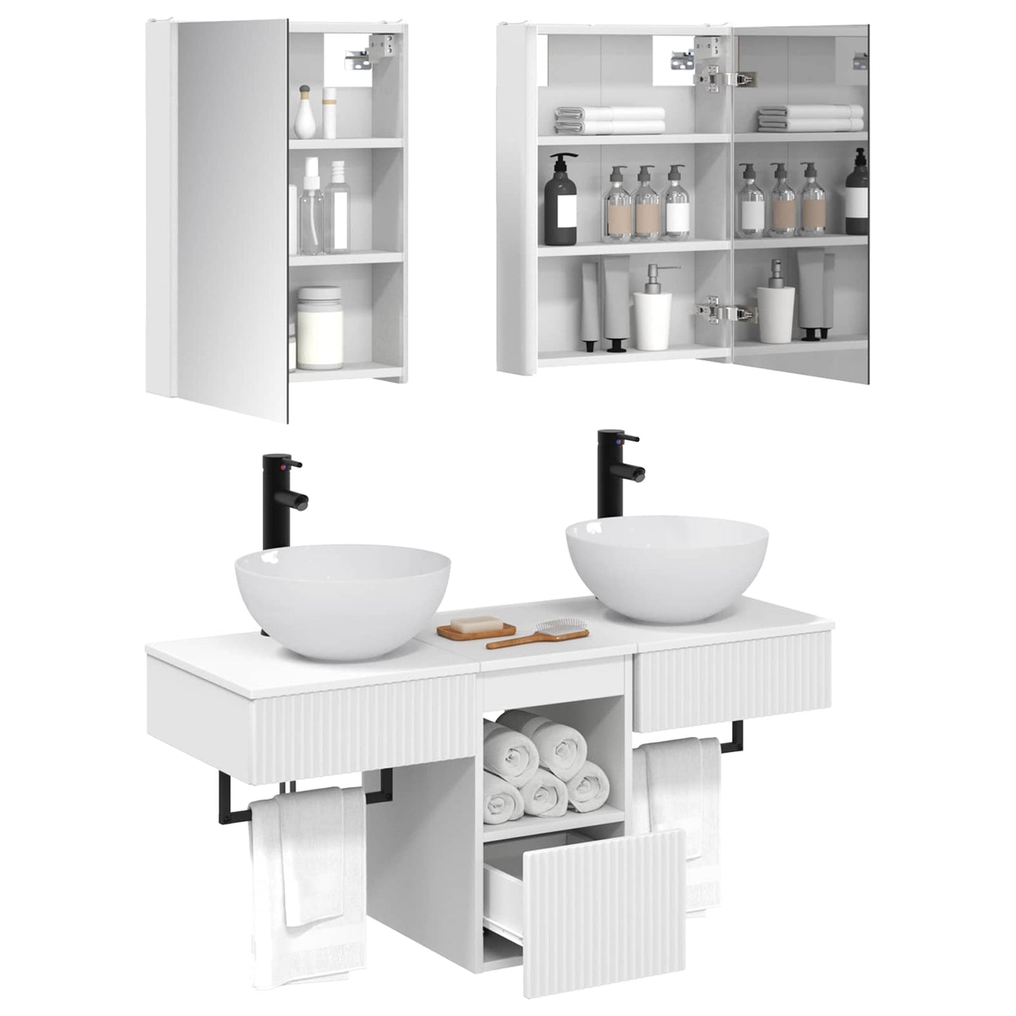 vidaXL Bathroom Cabinet Set 5 pcs White 43 x 11.5 x 60.5 cm