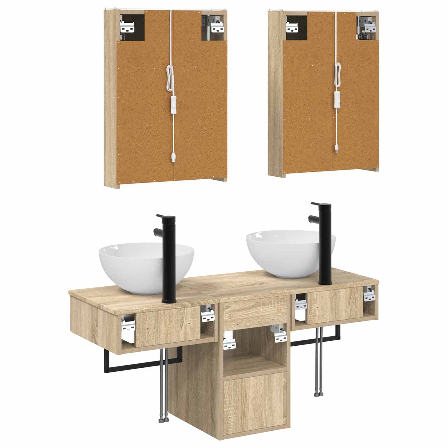 vidaXL Bathroom Cabinet Set 5 pcs Sonoma Oak 43 x 11.5 x 60.5 cm
