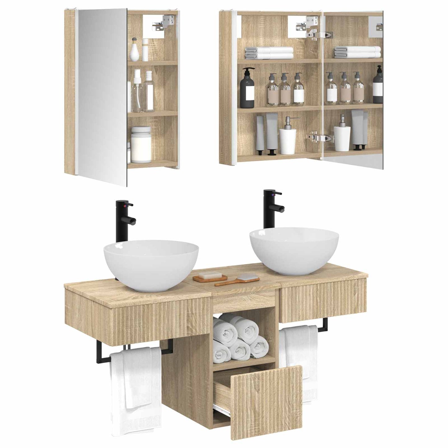 vidaXL Bathroom Cabinet Set 5 pcs Sonoma Oak 43 x 11.5 x 60.5 cm