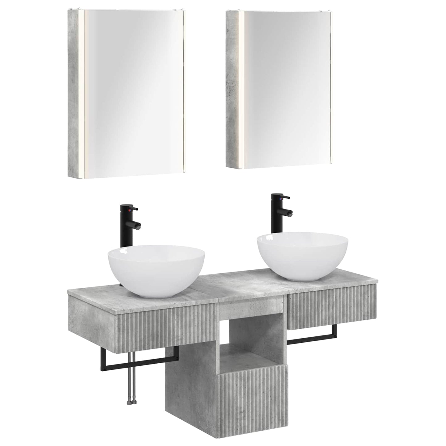 vidaXL Bathroom Cabinet Set 5 pcs Concrete Grey 43 x 11.5 x 60.5 cm