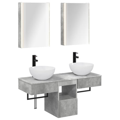 vidaXL Bathroom Cabinet Set 5 pcs Concrete Grey 43 x 11.5 x 60.5 cm