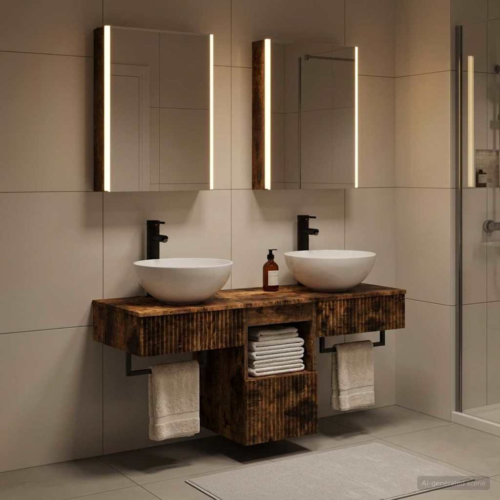 vidaXL Bathroom Cabinet Set 5 pcs Smoked Oak Engineered Wood